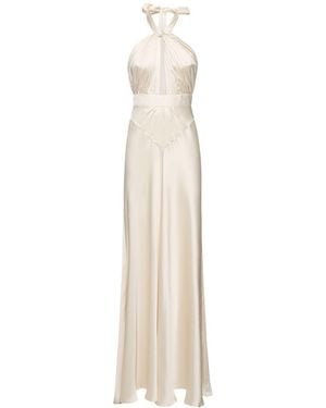 Zuhair Murad ライトサテンロングドレス - ホワイト