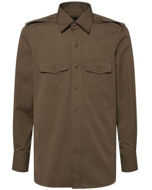 Tom Ford Cotton & Silk Faille Military Shirt - Green