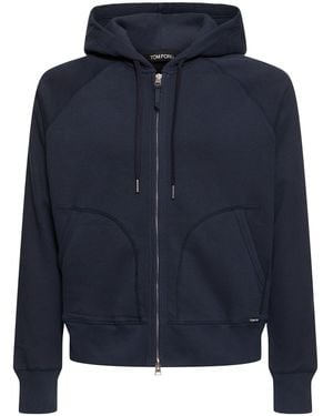 Tom Ford コットンブレンドジップフーディー - ブルー