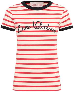 Valentino Damen T-Shirt Aus Baumwolljersey - Rot