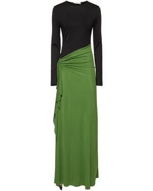 Victoria Beckham Damen Langärmeliges, Drapiertes Jerseykleid - Grün