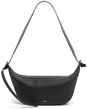 Jil Sander レザーショルダーバッグ - ブラック