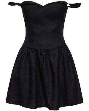 Reformation Kurzes Kleid Aus Leinenkrepp "sora" - Schwarz