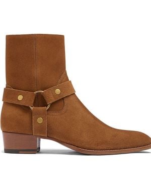Saint Laurent ワイアット ハーネス スエードブーツ - ブラウン