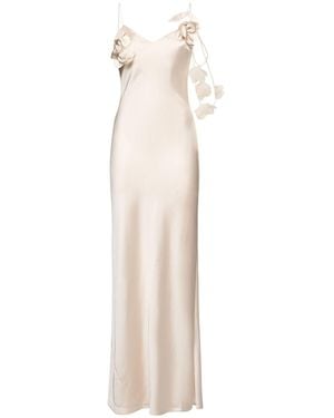 Self-Portrait Satin Flower Maxi Dress - White