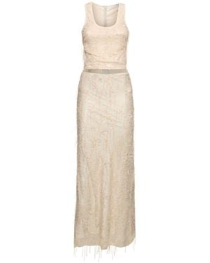 Christopher Esber Embellished Lace Cutout Long Dress - Natural