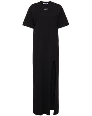 MSGM Cotton Jersey Long Dress - Schwarz