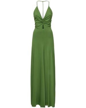 Victoria Beckham V-Neck Ruched Cami Gown - Grün