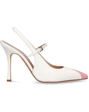Alessandra Rich 100mm Leather Slingback Court Shoes - White