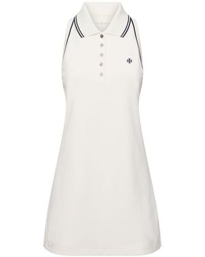 Tory Sport Sleeveless Piquet Polo Mini Dress - White