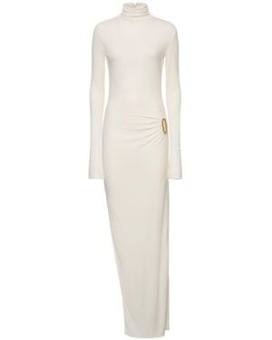 CASABLANCA Tucked Sheath Crepe Jersey Long Dress - White