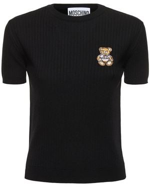 Moschino ウールリブニットトップ - ブラック
