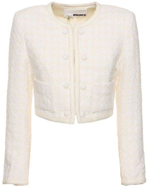 ROTATE BIRGER CHRISTENSEN Mie Cropped Bouclé Jacket - White