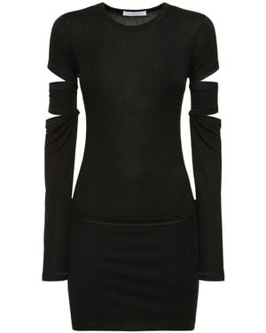 Helmut Lang Midikleid Aus Jersey "slash" - Schwarz