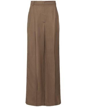 Brunello Cucinelli リネンブレンドツイルストレートパンツ - ブラウン