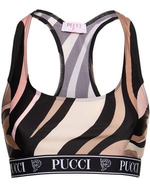 Emilio Pucci プリントライクラロゴブラトップ - ブラック