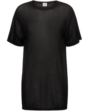 TOTEME Damen Lyocell Blend Knit T-Shirt - Schwarz