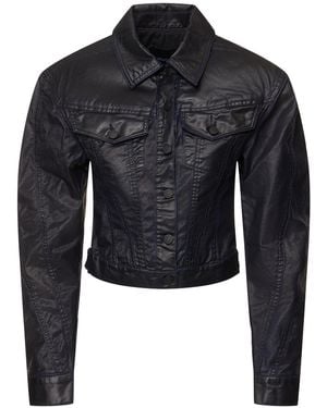 Mugler Waxed Denim Jacket - Black