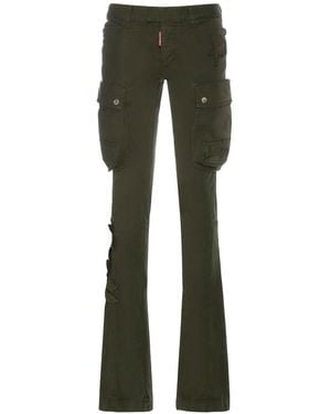 DSquared² Embroidered Cotton Cargo Straight Trousers - Green