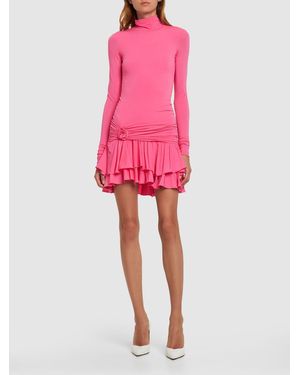 オールインワン・サロペット Blumarine Bijou Bow Brooch Jersey Mini Dress Blumarine Bijou Bow Brooch Jersey Mini Dress in Red | Lyst
