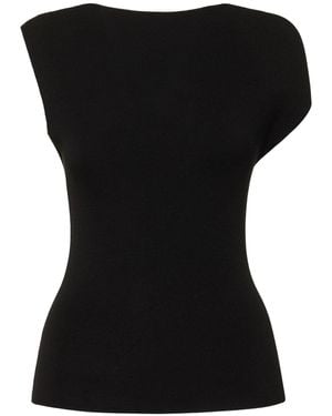 St. Agni Asymmetric Knit Top - Black