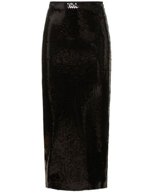 David Koma Metallic Sequined Pencil Midi Skirt - Black