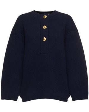 Carven Damen Kaschmirpullover Mit Knöpfen - Blau