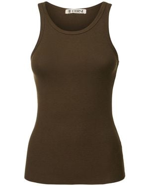 ÉTERNE Fitted Jersey Tank Top - Brown