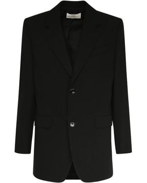 Ami Paris Oversized Wool Crepe Blazer - Black