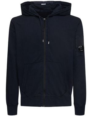 C.P. Company Light Fleece Full Zip Hooded Sweatshirt - Blue