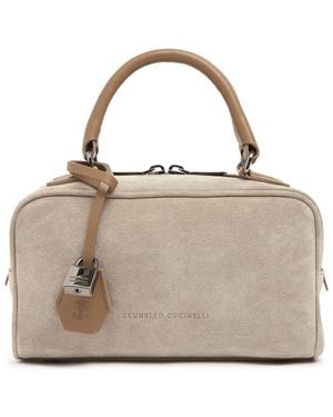 Brunello Cucinelli Softy Velour スエードトップハンドルバッグ - メタリック