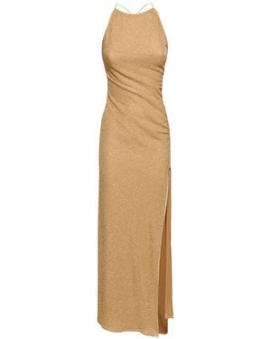 Oséree Lumiere Lurex Lace Long Dress - Natural