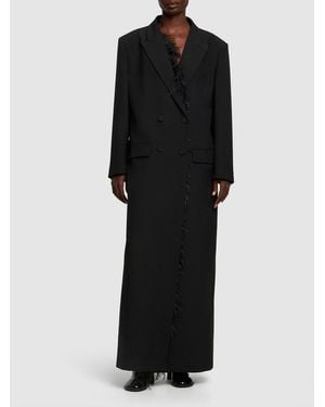 Valentino Wool Single Breasted Long Coat in Black Lyst