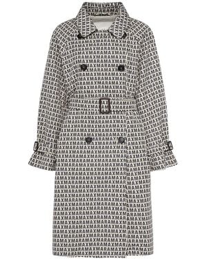 Max Mara Lucio Jacquard Logo Trench Coat - Grey