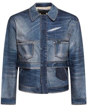 ANDERSSON BELL Denimjacke Mit Doppeltem Bund Und Trompe L'oeil - Blau