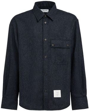 Thom Browne Herren Overshirt Aus Wolle - Blau