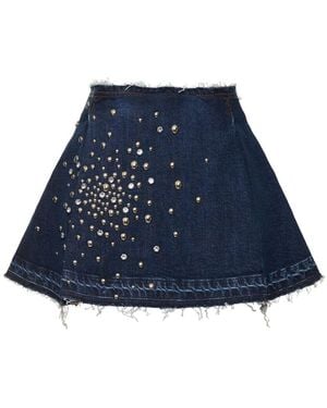Des Phemmes Minirock Aus Verziertem Baumwolldenim - Blau