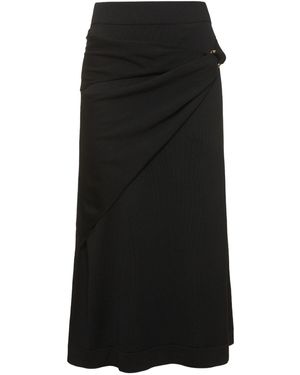Jil Sander ウールニットドレープスカート - ブラック
