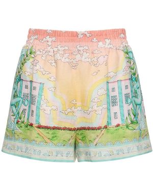 CASABLANCA リネンショートパンツ - グリーン