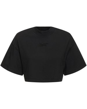 Reebok クロップドtシャツ - ブラック