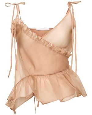 Cecilie Bahnsen Oberteil Aus Seidenorganza "alessandra" - Natur