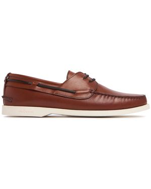Kiton レザーボートシューズ - ブラウン