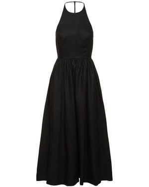 Reformation Midikleid Aus Leinen "percy" - Schwarz