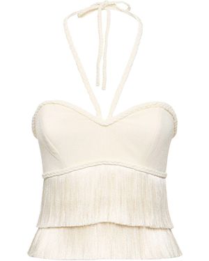 PATBO Fringed Halter Top - Natural