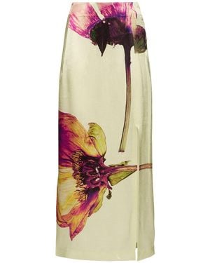 Issey Miyake Damen Pressed Flora Long Skirt - Weiß