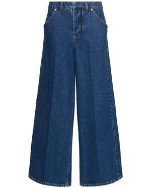 Philosophy Di Lorenzo Serafini High Rise Cotton Blend Denim Wide Jeans - Blue