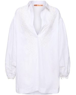 Ermanno Scervino Linen Kaftan W/ Lace Details - Blue