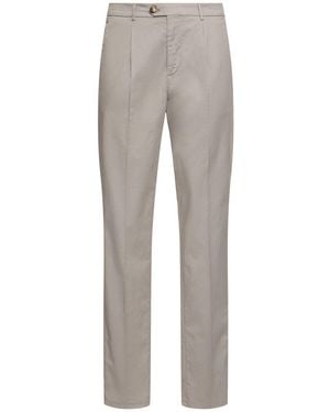 Brunello Cucinelli Dyed Stretch Cotton Gabardine Trousers - Grey