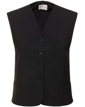 Loulou Studio Teora Wool Blend Knit Vest - Black