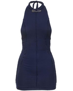 SAMI MIRO VINTAGE Stretch Jersey Mini Dress - Blue